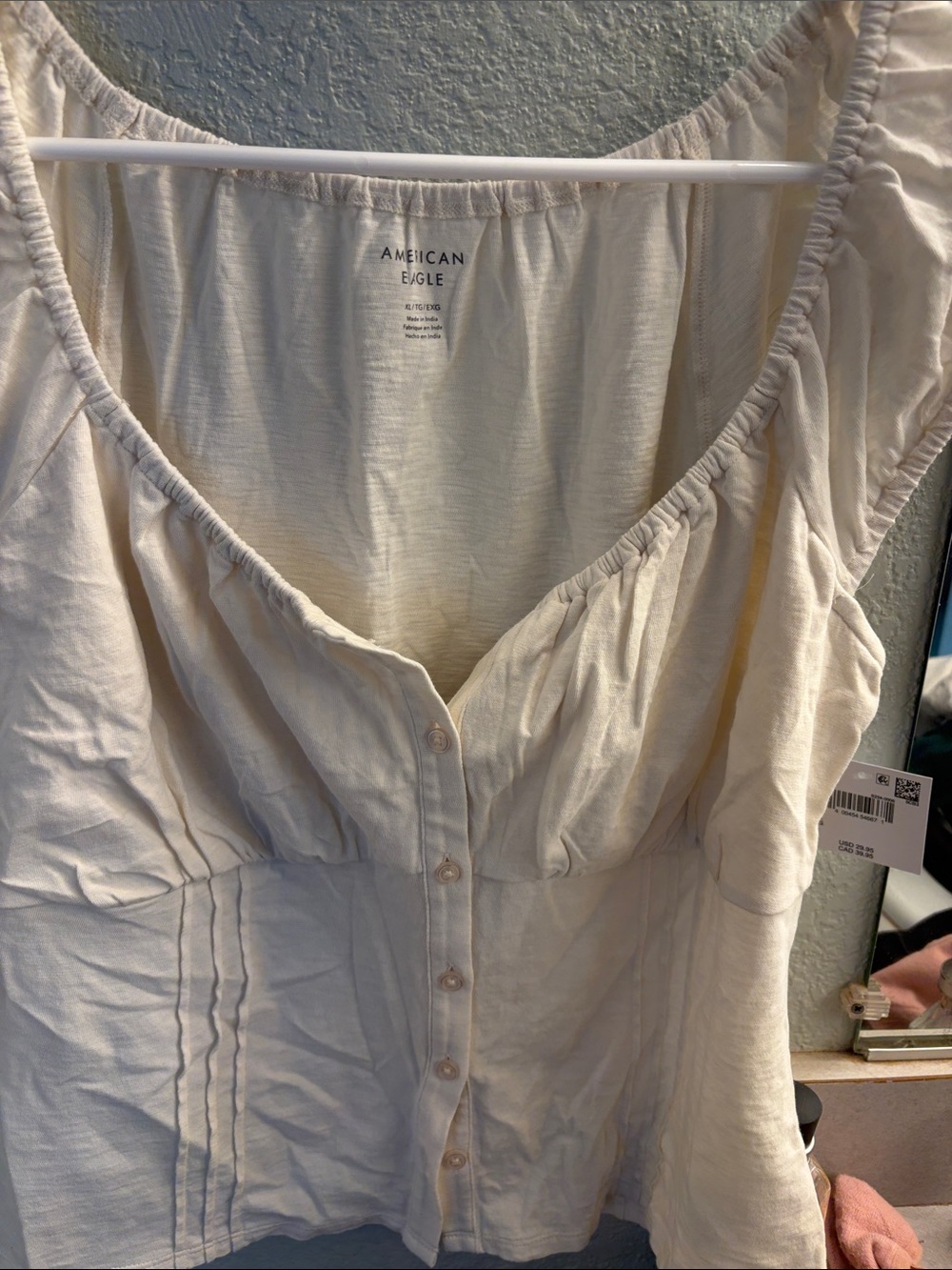 American Eagle Outfitters Cream Button-Front Women's Top